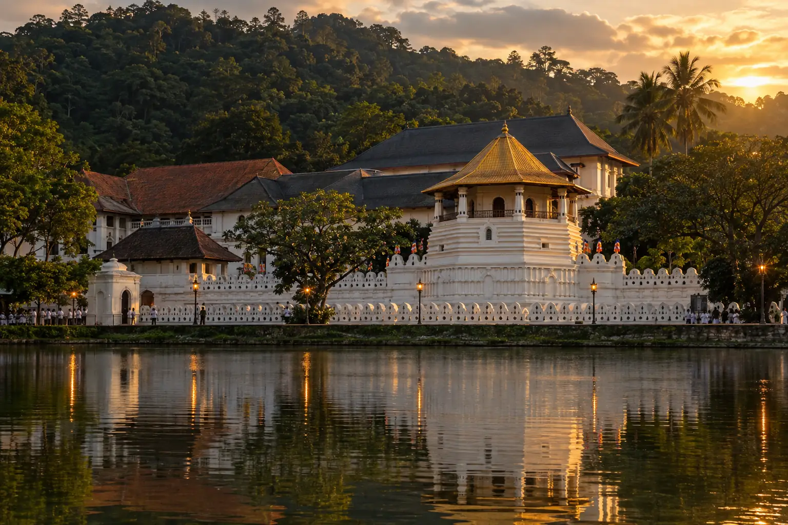 The Temple of the Sacred Tooth Relic beside Kandy Lake