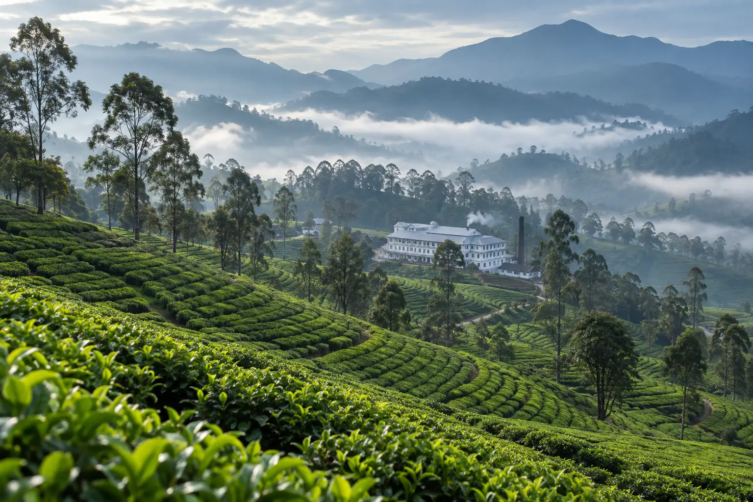Tea gardens across the Sri Lankan highlands
